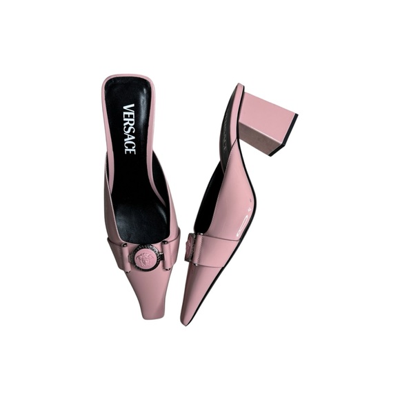 Versace Medusa Patent Leather Mules - English Rose Palladium - Picture 5 of 13